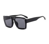 YLTPHD Occhiali da sole con protezione UV400 - Rivetti oversize punk neri per donna, uomo, corsa e sport all'aria aperta, neri