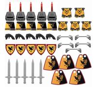 YLtremker Guerra medievale armatura armi set di mattoncini da costruzione, personalizzati Roma guerra cavalli armatura armatura modello giocattolo per minifigure (set giallo)
