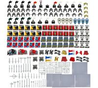 YLtremker Roma medievale guerra armatura armi mattoncini con piastra di base, 60 pezzi Custom Medieval Guerra Cavalli Armatura Pack Modello Giocattoli per Minifigure