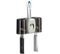 YLWX Automatico Dentifricio Spremere Set Casa Muro Portaspazzolino Non Perforato Bagno Coppia Bambini Risciacquare Portaspazzolini (Color : Verde)