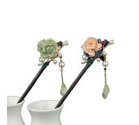 YLWX Bastoncini for Capelli Lunghi In Legno Stile Antico Stile Antico Hanfu Hairpin Osmanthus Gardenia Plum Blossom Farfalla Bacchette Bastoncini for Capelli (Color : B-2 pcs)