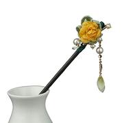 YLWX Bastoncini for Capelli Lunghi In Legno Stile Antico Stile Antico Hanfu Hairpin Osmanthus Gardenia Plum Blossom Farfalla Bacchette Bastoncini for Capelli (Color : Yellow flowers)