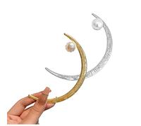 YLWX Modello Di Perle Crescent Moon Bastoncini Per Capelli Cinese Design Di Nicchia Senso Pill Head Plate Hair Bacchette In Metallo Per Capelli (Color : Gold+Silver)