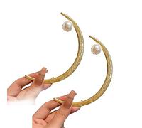 YLWX Modello Di Perle Crescent Moon Bastoncini Per Capelli Cinese Design Di Nicchia Senso Pill Head Plate Hair Bacchette In Metallo Per Capelli (Color : Gold 2)