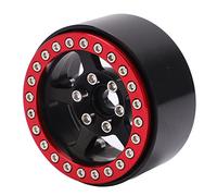 Ylwxzenith 1.9 inch Beadlock Wheels, Aluminum Alloy 5 Hole Silver Rims, Non Staining Lock Tire for RC Cars, 90046 Compatible, Stable And Durably Upgrade Accessory (Red Black)