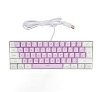 Ylwxzenith 61 Key Gaming Keyboard, USB Wired, RGB Backlit, Ergonomic Design, Space Saving for Desktop Laptop, 26 Key Rollover, Plug and Play (White Purple)