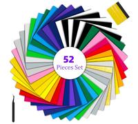 YlYADl Vinile Termoadesivo per Tessuti, 52 Termovinile per Tessuti, 30 x 25 cm, Adesivo per Tessuti, Termovinile per Magliette e Vestiti