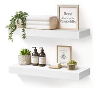 YLYHSST Set di 2 mensole sospese, 43,2 x 20,3 x 4,1 cm, in legno massello, stile rustico, da parete, per cucina, bagno, soggiorno