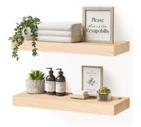 YLYHSST Set di 2 mensole sospese da parete, in legno massello, 43,2 x 20,3 x 4,1 cm, per cucina, bagno, soggiorno