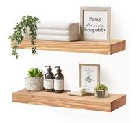 YLYHSST Set di 2 mensole sospese in legno massello di rovere rustico per cucina, bagno, soggiorno, 43,2 x 20,3 x 4,1 cm