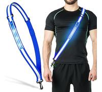 Ylzzrs Giubbotto Riflettente Running LED per Corsa a Piedi, Gilet Riflettente Bicicletta LED, Supporto per Telefono per corridori, Camminate notturne, per Jogging, Escursionismo (Blu)