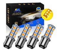 YM E-Bright 1157 Lampadina a Led Ambra, BAY15D 1034 2057 2357 7528 Lampadina per Camper SUV MPV Auto Luci Posteriori a LED Luci di Posizione Laterali, 18SMD 5050 Chips DC-12V (4pcs)