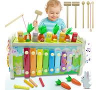 YM E-Bright Montessori giocattolo a partire da 1 anno, 8 in 1, giocattolo in legno con xilofono, gioco di pesca magnetico per bambini a partire da 1 2 3 anni, regalo per ragazze e ragazzi