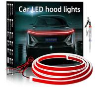 YM E-Bright Striscia di luci LED impermeabile, flessibile, DRL, scansione dinamica, avviamento, kit luci diurne per auto, camion, SUV, 12 V, 150 cm, rosso, 1 set