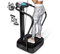 YM Pedana Vibrante Basculante, Dimagrante TONIFICANTE E RASSODANTE, Intensità Regolabile, PROGRAMMI + Auto, Display, Cardio, Elastici Fitness, Altoparlanti