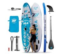 YM SUP Gonfiabile Premium 10’6" (cm 320x82x15) 304 Litri, Max 145 Kg, Tecnologia 3D Drop Stitch HD + STL-Fusion, Anelli, Zaino, Leash e Accessori Inclusi, Marchio ITALIA, Stand Up Paddle BIANCO