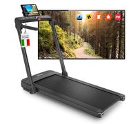 YM Tapis Roulant Elettrico 14 km/h, Mod. RAFFAELLO, Salvaspazio, Spessore 14 cm, Bluetooth, App KINOMAP ZWIFT BITGYM FITHOME, 12 Programmi, Compatto, 2 HP (Picco 4,5 HP), GARANZIA e ASSISTENZA ITALIA