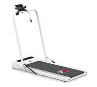 YM Tapis Roulant Elettrico Bianco, Salvaspazio, con BARRA DI SUPPORTO e Porta Tablet, Altoparlanti Integrati Bluetooth, APP KINOMAP e ZWIFT, Telecomando a Orologio, 6 Programmi
