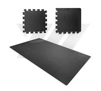YM Tappeto Componibile Protettivo Fonoassorbente Antivibrazioni Tapis Roulant e Fitness, Nero, 18 Pezzi (32 cm ciascuno) + bordi, Tatami Puzzle per Fitness, Schiuma Eva Alta Densità Varie Dimensioni