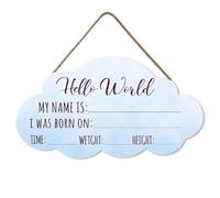 Ymaotrade Cartello per annuncio del bambino vuoto, per neonati e ragazze (basi colorate), cartello decorativo Hello World per asilo nido e foto prop per neonati, cartello per ospedale 30,5 x 16,5 cm