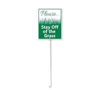 Ymaotrade - Cartello per cortile con picchetto, in alluminio robusto, antiruggine, verde e bianco, con scritta in lingua inglese "Please Stay Off The Grass Sign", decorazione per cortile, giardino,