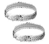 Ymapinc 2 cerchietti per capelli da donna con paillettes argentate, a tema anni '80 e '90, accessori per capelli vintage per discoteca, feste, club, concerti