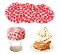 Ymapinc 3 pezzi di copertura riutilizzabili per alimenti in tessuto per recipienti fermentati con motivo a quadri di cotone