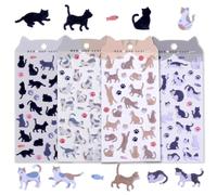 Ymapinc Adesivi in feltro a forma di gatto (set da 4 fogli)