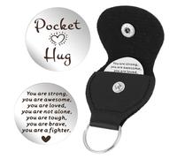 Ymapinc Pocket Hug Token, portachiavi tascabile in acciaio inox a doppia faccia tascabile abbraccio moneta regalo ispiratore per malati di cancro amici must have hug regali per uomini donne, Argento e