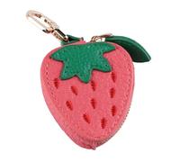 Ymcafmo Grazioso ciondolo per borsa in pelle a forma di frutta, Y2K, a forma di fragola, con cerniera funzionale, mini ciondolo per borsa Kawaii per zaini e borse
