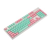 YMDK 104 Tasti Rosa Verde Spessore PBT OEM Profilo Keycap per MX Switch Standard ANSI 61 87 104 Tastiera Meccanica Gaming (solo Keycap) (104 Side Print Keycap)