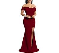 YMDUCH Abito da Sera Lungo Formale da Donna con Spalle Scoperte e Spacco Alto, Vincitore, M