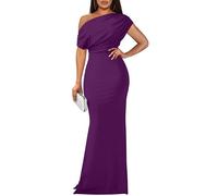 YMDUCH Elegante abito da sera da donna, senza maniche, con spalle scoperte, aderente, lungo, formale, per feste, Viola, XX-Large