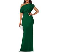 YMDUCH Elegante Abito da Sera da Donna, Senza Maniche, con Spalle Scoperte, Aderente, Lungo, Formale, per Feste, Verde, S