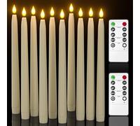 Yme 10 candele coniche a LED avorio con timer e telecomando, in plastica per finestra con luce bianca calda a batteria per candelabri, matrimoni, Halloween, decorazione natalizia