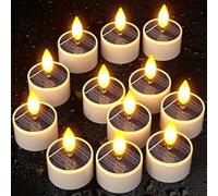 Yme 12 portacandele solari impermeabili per esterni, da crepuscolo all'alba, piccole luci solari ricaricabili a LED per lanterna, giardino, campeggio, decorazioni per la casa, 3,8 x 5,3 cm