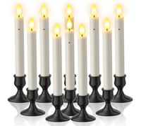 Yme Candele a LED con sensore crepuscolare, set da 10 candele elettriche senza fiamma, con portacandele per finestre, tavolo, Halloween, Natale, feste