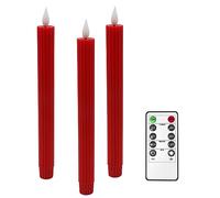 Yme Candele a LED con telecomando e timer, 3 candele rosse a batteria con vera cera tremolante, luce bianca calda, per Halloween, Natale, finestre, tavoli, decorazioni