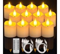 Yme Lumini a LED ricaricabili con timer, telecomando a 12 LED, ricaricabili, con batteria e funzione timer, per Halloween, camera di Capodanno, zucca, Natale