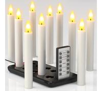 Yme Set di 10 candele LED ricaricabili con telecomando, timer e stazione di ricarica, fiamma tremolante per casa, Halloween, Natale, feste