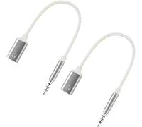 Ymhapp 2 cavi audio da 3,5 mm maschio a femmina tipo C, cavo analogico da 3,5 mm, adattatore per auricolari, compatibile con lettori MP3, laptop, tablet, cavi e adattatori per smartphone (argento)