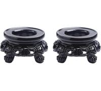 Ymhapp 2 espositori in legno nero per sfere di cristallo al quarzo, base in legno cavo per sfere di cristallo, globo, pietra, decorazione, piedistalli