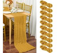 YMHPRIDE 10 Pezzi Runner da Tavola in Garza Giallo, 90 x 300cm Giallo Senape Runner da Tavola per Formaggio per Matrimonio Addio al Nubilato Baby Shower Decorazioni Feste di Compleanno