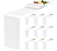 YMHPRIDE 10 runner da tavola bianco satinato, 30 x 180 cm, per matrimoni, feste, compleanni, banchetti, decorazioni da tavolo