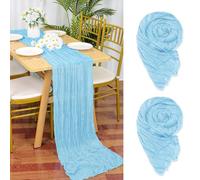 YMHPRIDE 2 Pezzi Runner da Tavola in Garza Azzurro, 90 x 300cm Blu chiaro Runner da Tavola per Formaggio per Matrimonio Addio al Nubilato Baby Shower Decorazioni Feste di Compleanno