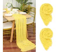 YMHPRIDE 2 Pezzi Runner da Tavola in Garza Giallo Chiaro, 90 x 300cm Giallo Runner da Tavola per Formaggio per Matrimonio Addio al Nubilato Baby Shower Decorazioni Feste di Compleanno
