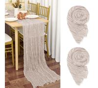 YMHPRIDE 2 Pezzi Runner da Tavola in Garza Marrone Grigio, 90 x 300cm Runner da Tavola per Formaggio per Matrimonio Addio al Nubilato Baby Shower Decorazioni Feste di Compleanno