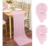 YMHPRIDE 2 Pezzi Runner da Tavola in Garza Rosa Baby, 90 x 300cm Rosa Chiaro Profond Runner da Tavola per Formaggio per Matrimonio Addio al Nubilato Baby Shower Decorazioni Feste di Compleanno