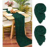 YMHPRIDE 2 Pezzi Runner da Tavola in Garza Verde Scuro, 90 x 400cm Verde Runner da Tavola per Formaggio per Matrimonio Addio al Nubilato Baby Shower Decorazioni Feste di Compleanno
