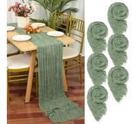 YMHPRIDE 6 Pezzi Runner da Tavola in Garza Verde Salvia, 90 x 300cm Verde Runner da Tavola per Formaggio per Matrimonio Addio al Nubilato Baby Shower Decorazioni Feste di Compleanno